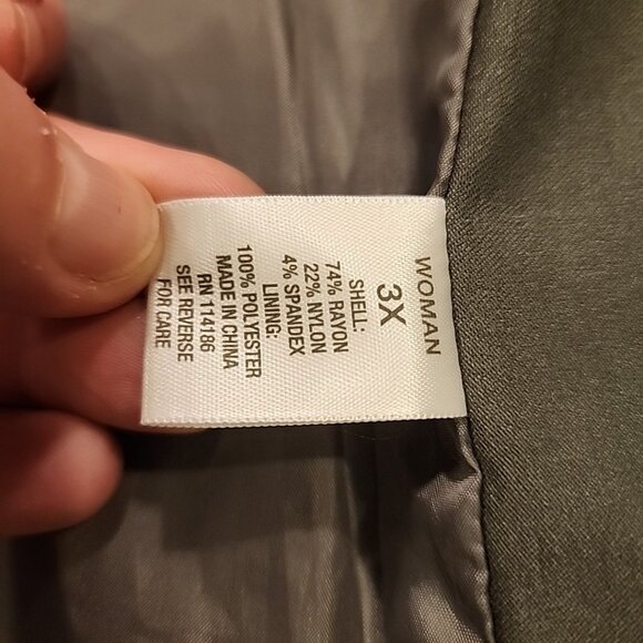 Dress Barn Army Green Jacket Blazer 3x Gold Buttons Stretch - Picture 9 of 9